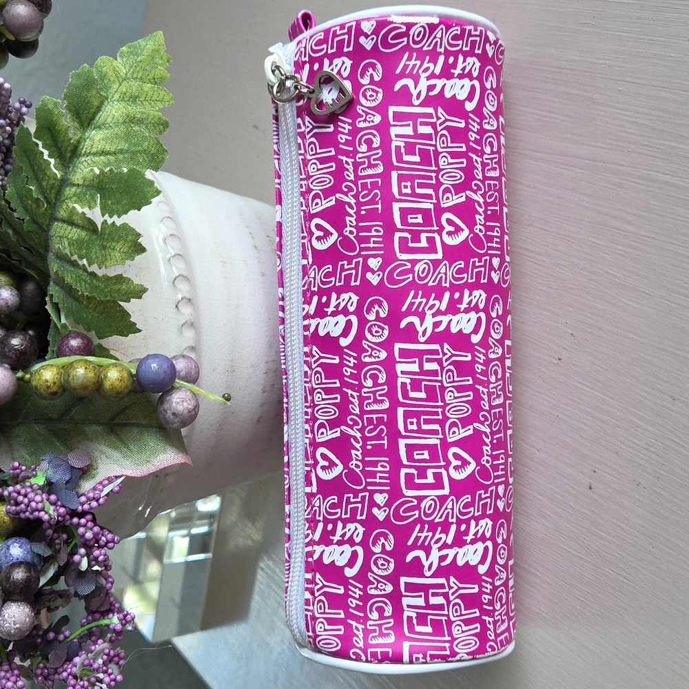 COACH Pink Poppy Graffiti Pencil Case